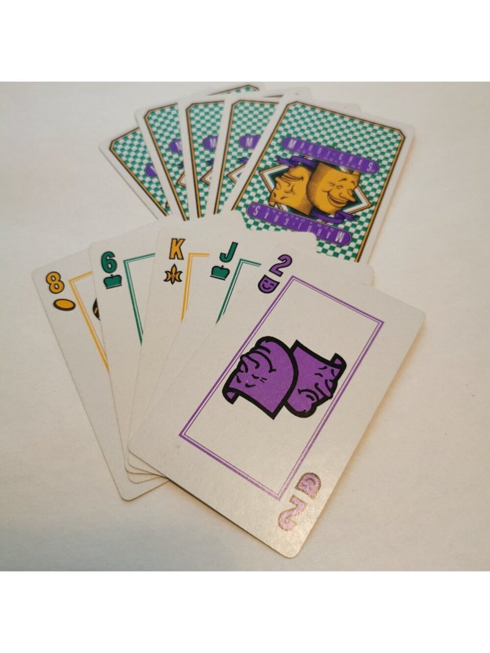 2/$10 Vintage New Orleans Mardi Gras Playing Cards Set of 10 Yellow Gold